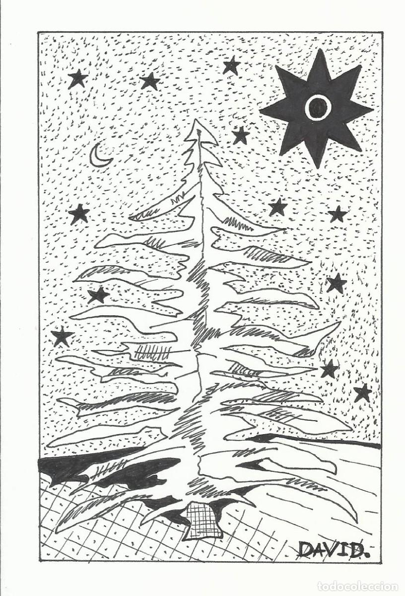 Postcards: Postal Navidad. 1999. Escrita. Doble p&aacute;gina. 16x10,5 cm. Serigrafia David. &Aacute;rbol de Navidad.