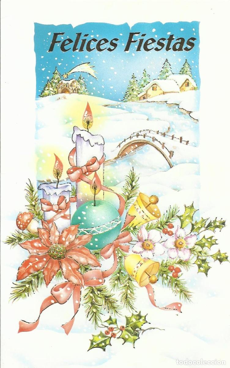 Postais: Postal Navidad. 2001. Escrita. Doble p&aacute;gina. Felices Fiestas. Golden. Espa&ntilde;a. 19x12 cm.