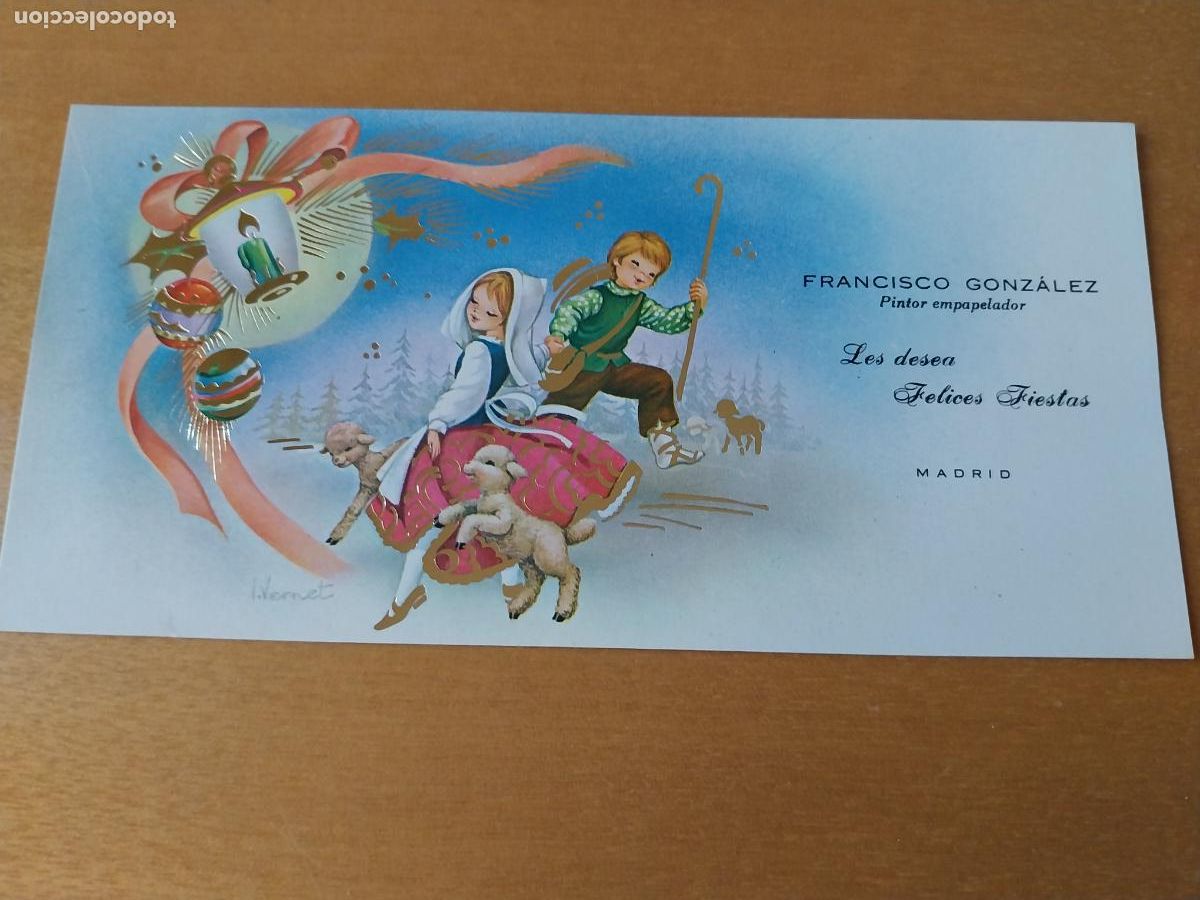 Cartes Postales: NAVIDAD ILUSTRACION VERNET PASTORCILLOS A&Ntilde;OS 70 TARJETA CYZ 15,5 X 7,5CM