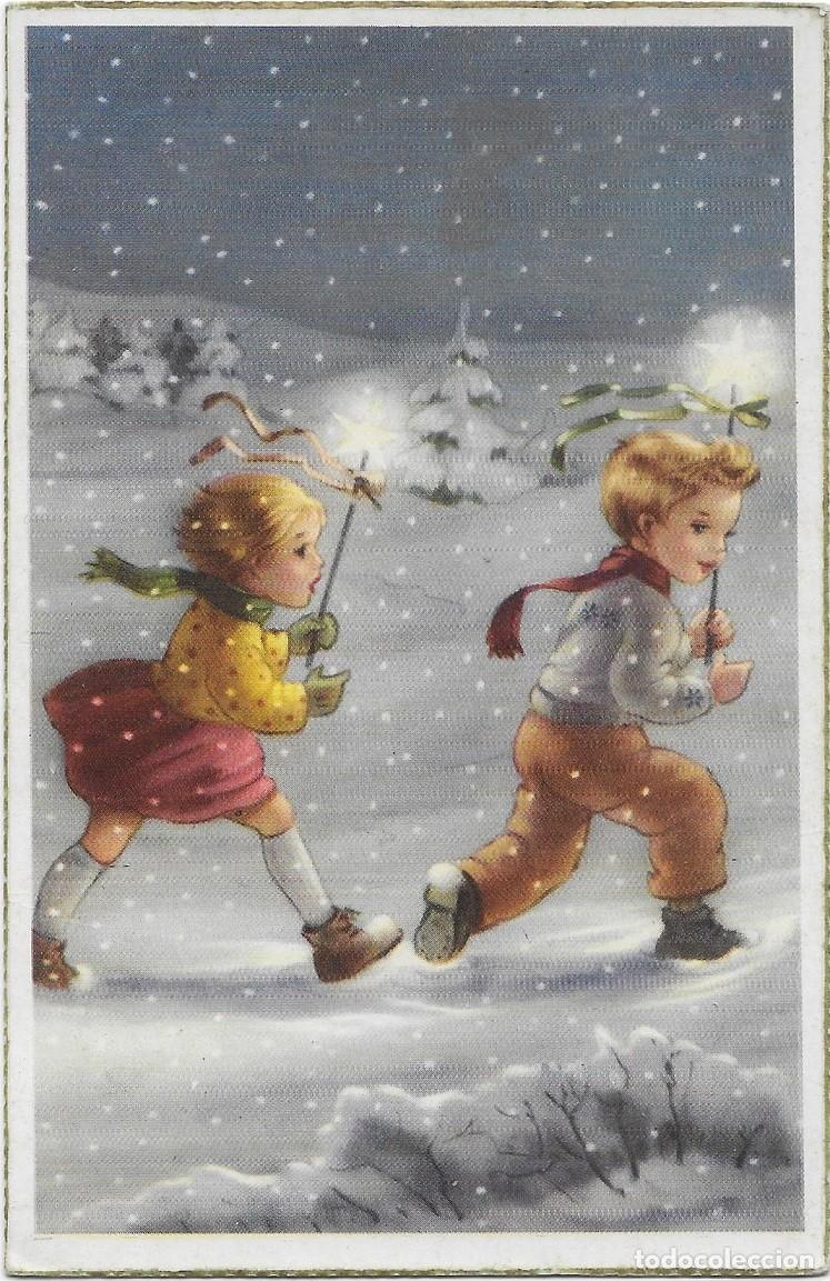 Postkarten: 8167 - EDICIONES ANCLA 2032- NI&Ntilde;OS ILUMINAN CON ESTRELLAS EL CAMINO - DATA 1956
