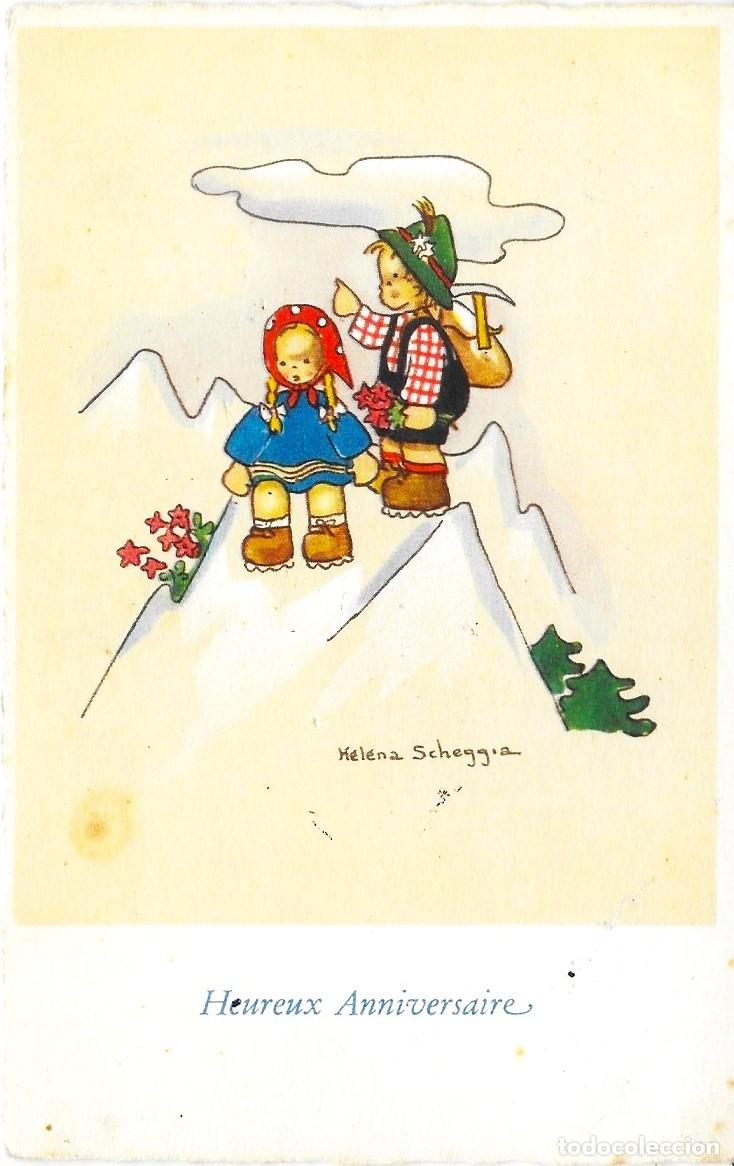 Postais: 8287 - HELENA SCHEGGIA - LA CUMBRE, ABETOS, FLORES- PRECIOSA Y ANTIGUA POSTAL N&ordm; 3109 (SUIZA)