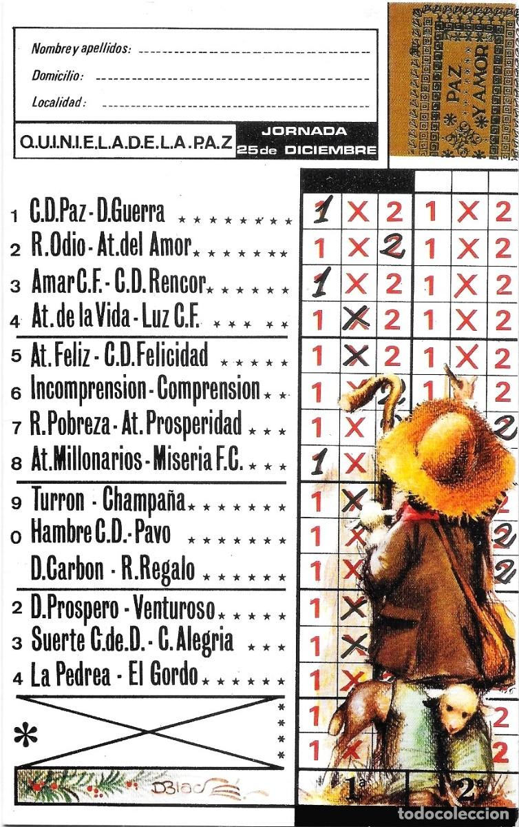 Postales: 8242 - QUINIELA DE LA PAZ - EDICIONES SUBI O-894-3- DIPTICA 17X10,5- DATA 1975- ILUSTRA BLADE