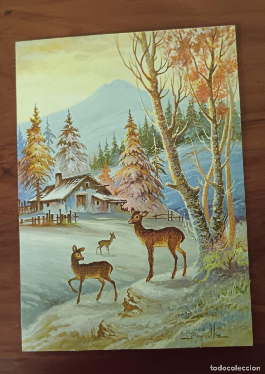 Postais: POSTAL TROQUELADA DESPLEGABLE NAVIDAD ILUSTRADA POR PERALTA CYZ N&ordm; 2096/157-D SIN ESCRIBIR 16X11 CM.