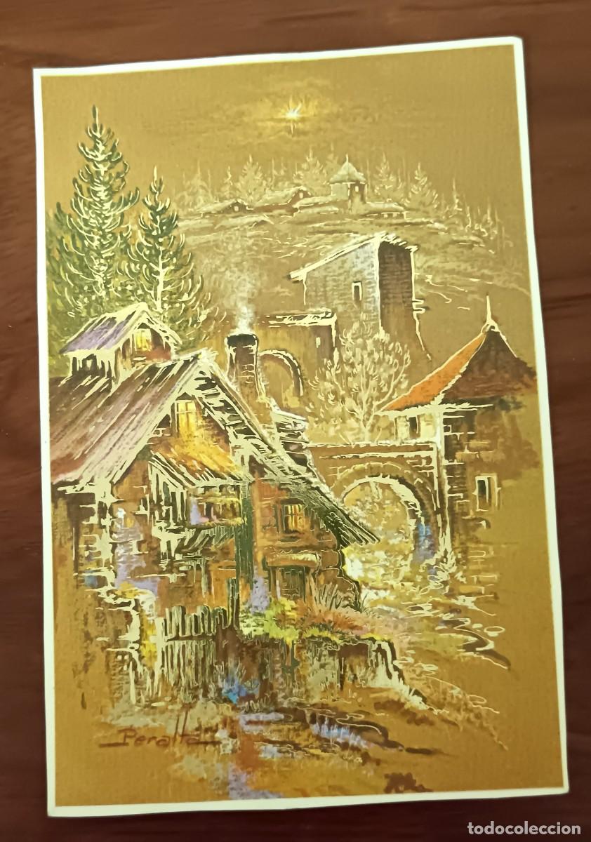 Postales: POSTAL SENCILLA NAVIDAD CON ESTAMPACI&Oacute;N EN DORADO 16X11 CM. SIN ESCRIBIR