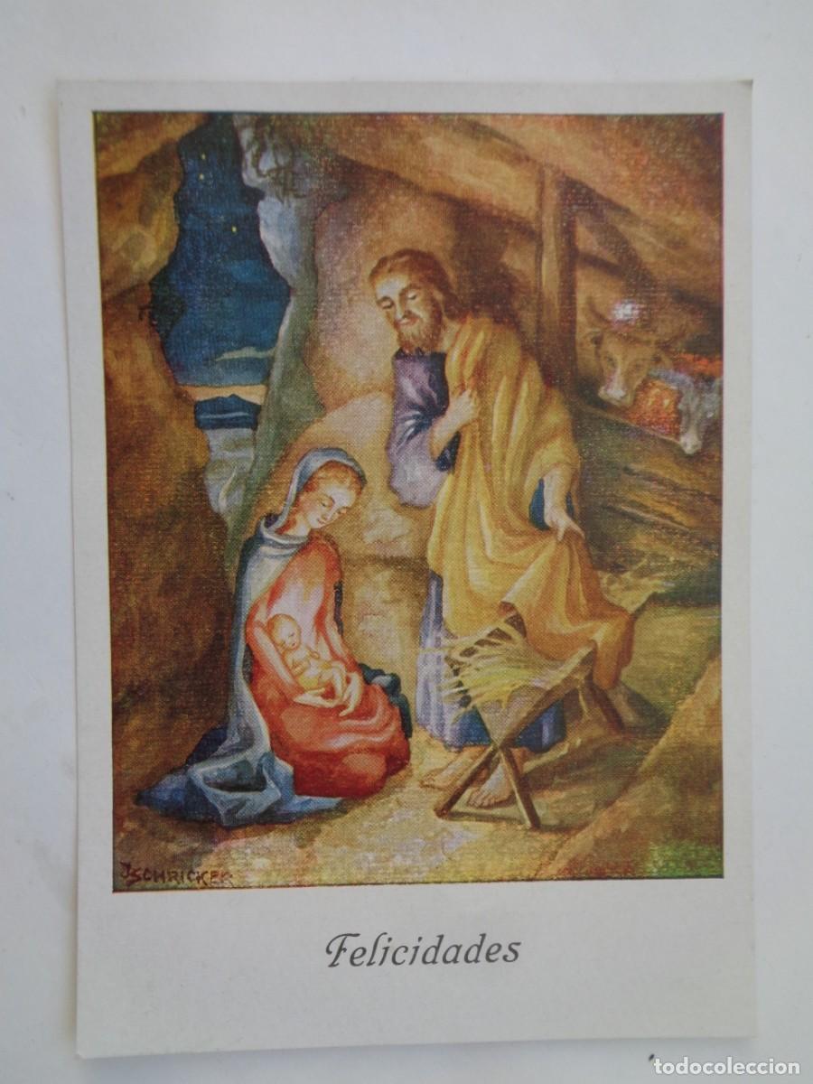 Postais: POSTAL DE FELICITACION DE NAVIDAD PINTADA CON LA BOCA POR J. SCHRICKER , 1959