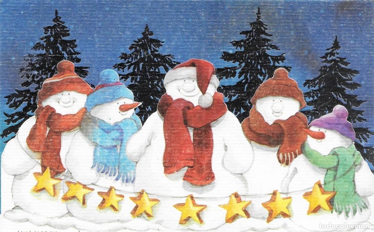 Postcards: 6076N - ANNA LLORENS -MU&Ntilde;ECOS DE NIEVE -EDICIONES EDICROMO SERIE 9495.1- TRIPTICA 17X11,5 CM