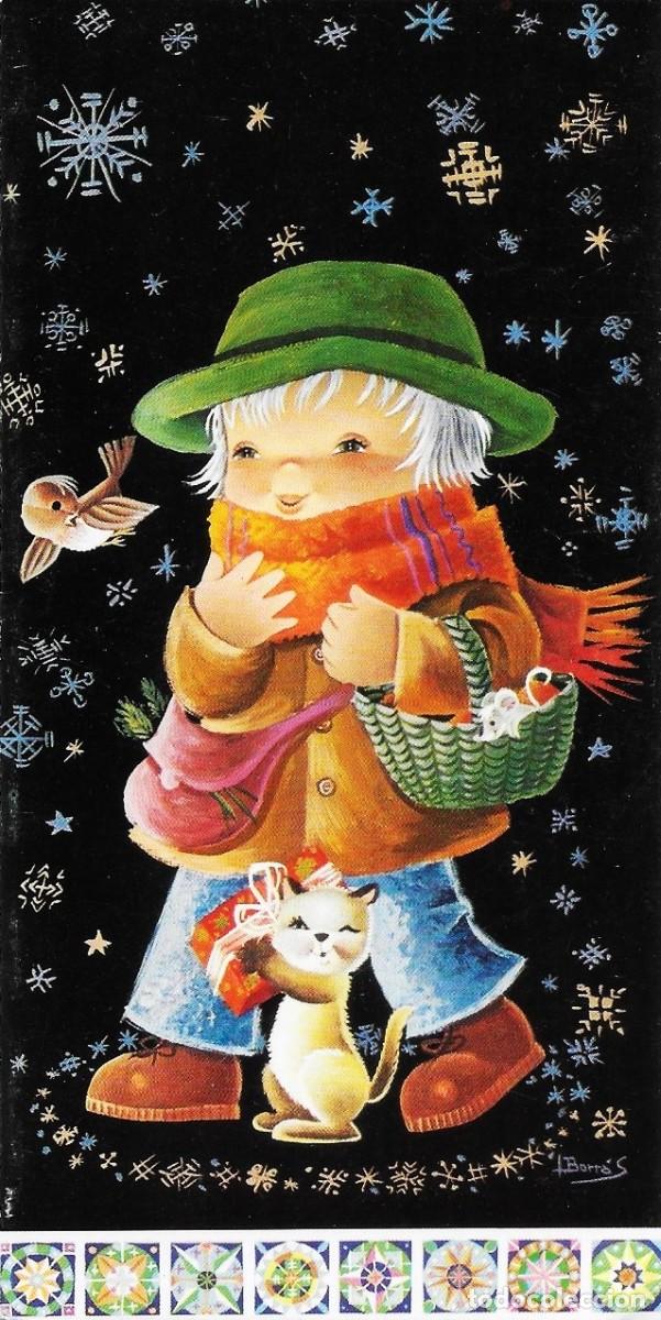 Postcards: 6087N - BORR&Aacute;S- EN CAMINO A CELEBRAR LA NAVIDAD - EDICIONES CyZ 3865.157.B -DIPTICA 15,5X7,8 CM