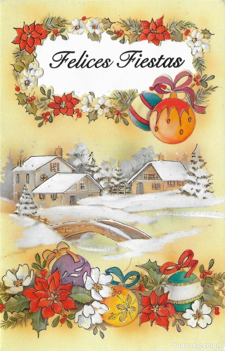 Postcards: 2027S - EDICIONES GOLDEN 3023 - FELICES FIESTAS - DIPTICA , TROQUEL, RELIEVE 18,8X12 CM