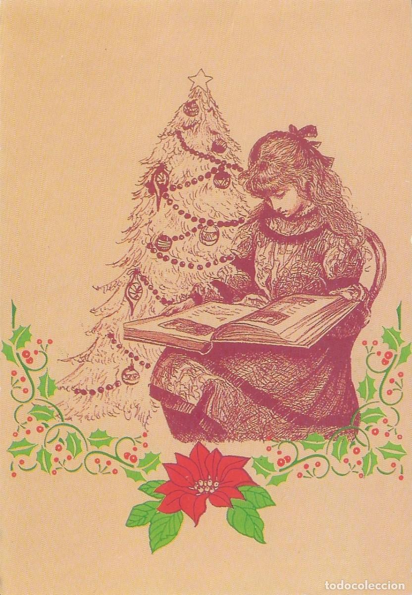 Postcards: 2077S - NI&Ntilde;A MIRANDO ALBUM DE RECUERDOS NAVIDE&Ntilde;OS- DIPTICA 15,5X10,8 CM