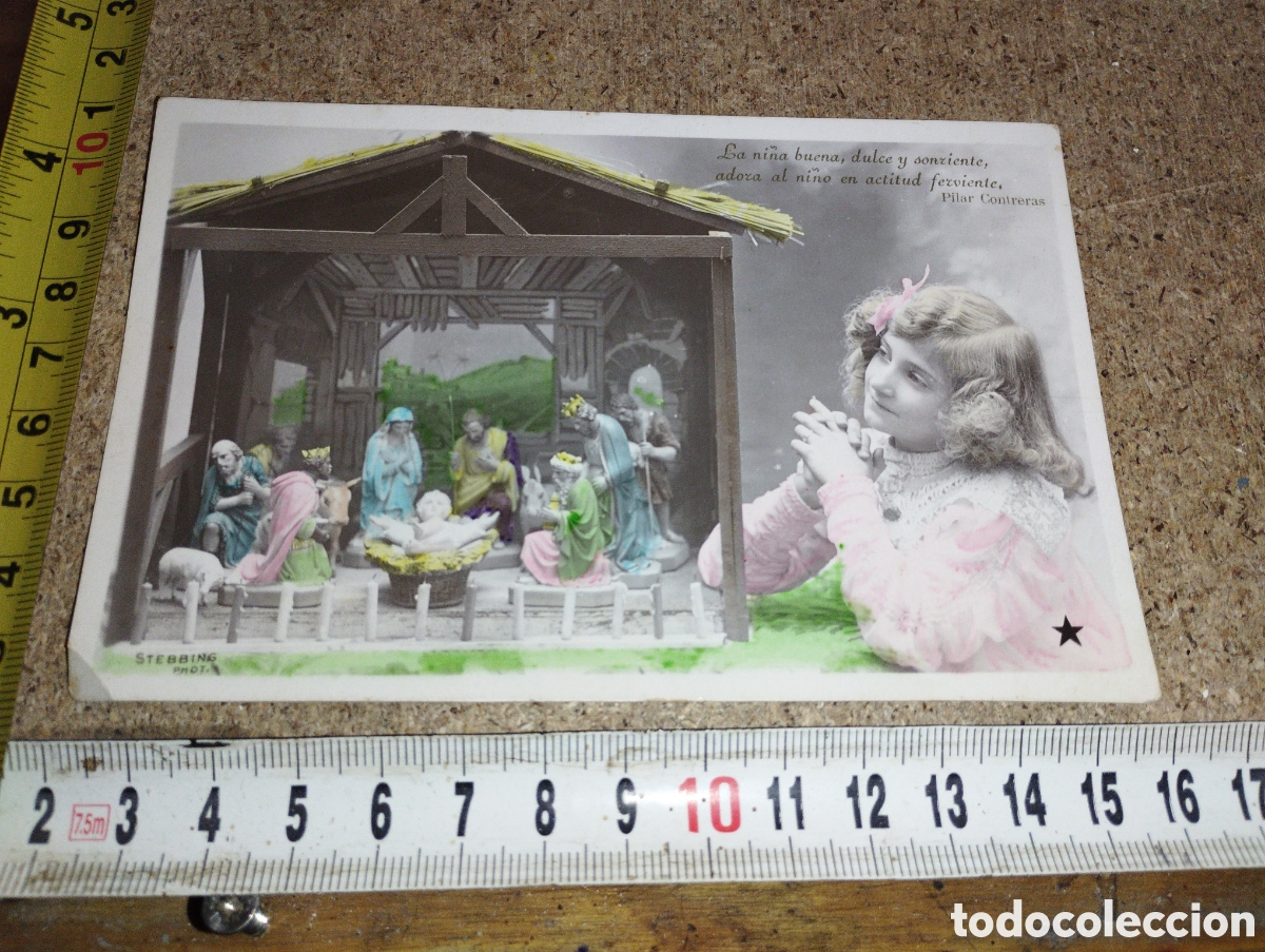 Postales: Postal de Navidad 1908 La ni&ntilde;a buena y sonriente...