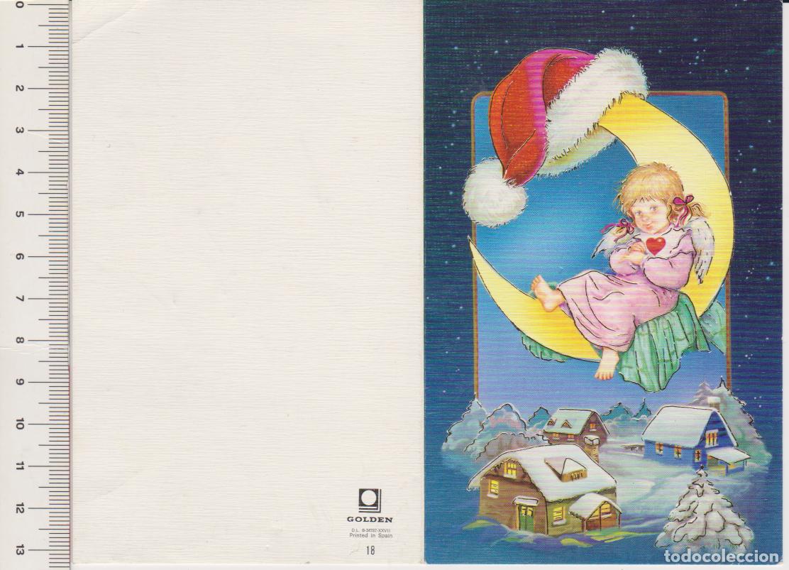 Postales: Tarjeta felicitaci&oacute;n navide&ntilde;a GOLDEN 18 ESCRITA EN REVERSO 1991
