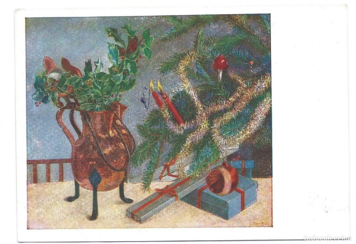 Postales: AMBIENTE NAVIDE&Ntilde;O, ORIGINAL PINTADO CON LA BOCA - Foto 1