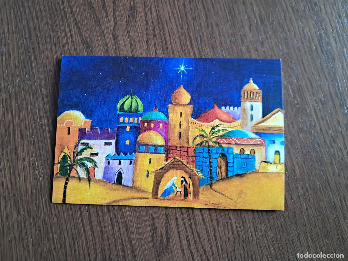 Postales: postal de felicitaci&oacute;n de navidad, asociaci&oacute;n de pintores con la boca y el pie. pueblo de Bel&eacute;n.