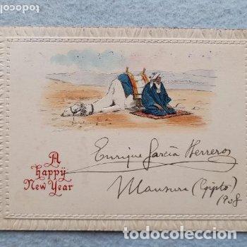 Postales: Felicitaci&oacute;n A&ntilde;o Nuevo 1908. Egipto - Santiago de Compostela.
