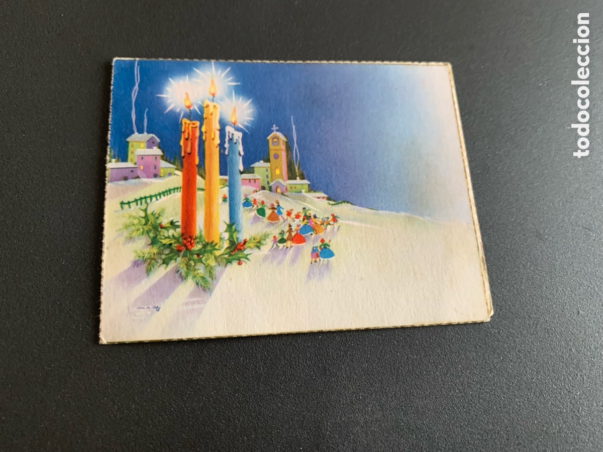 Postales: Postal Navidad. D&iacute;ptico usada. 1962. 8x7 cm - Foto 1