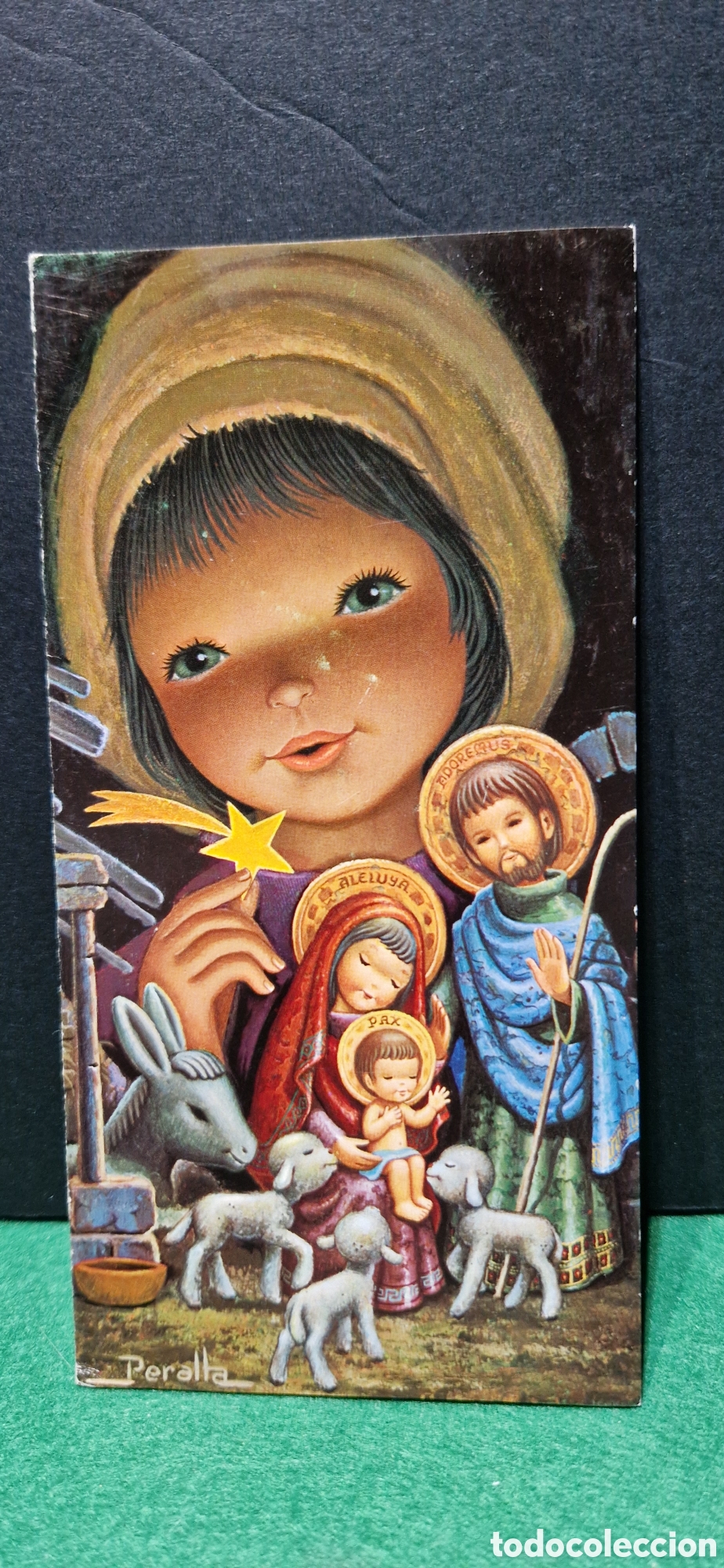 Postales: Preciosa postal de Navidad. Peralta. Diptico. Escrita - Foto 2