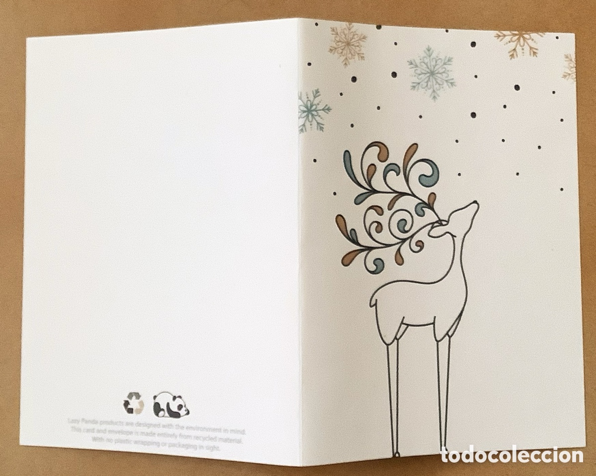 Postales: Felicitaci&oacute;n Navidad reno en d&iacute;ptico. - Foto 1