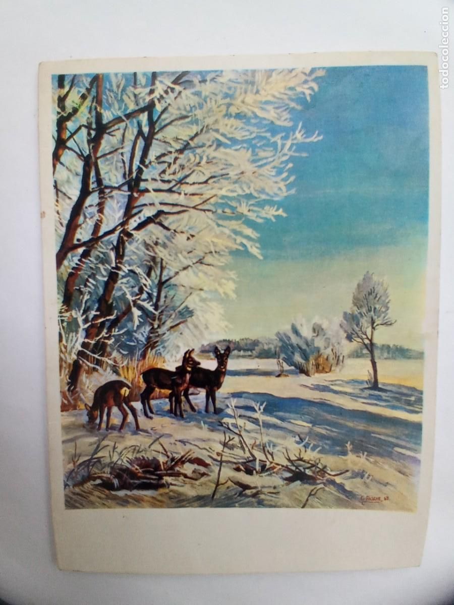Cartes Postales: BONITA TARJETA DE FELICITACION DE NAVIDAD, CUADRO DE PACHE PINTADO CON LA BOCA . A&Ntilde;OS 60