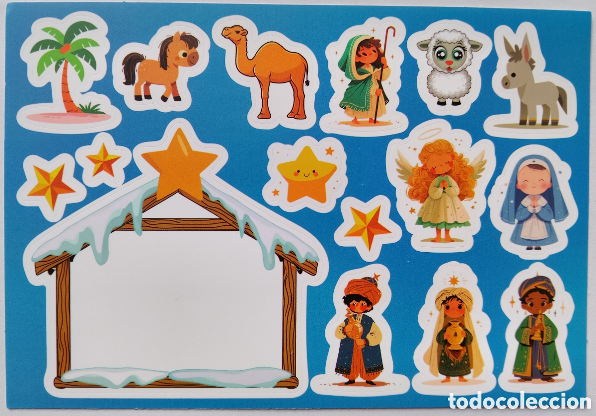 Postales: PEGATINAS NAVIDAD - NACIMIENTO BEL&Eacute;N - Foto 1