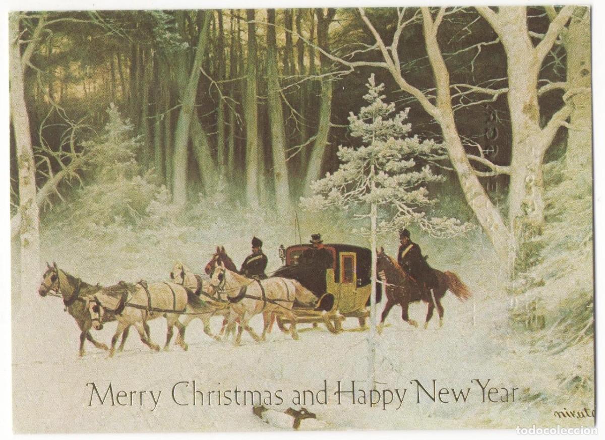 Postales: Felicitaci&oacute;n Navide&ntilde;a Inglesa -D&iacute;ptico- Escrita- - Foto 1