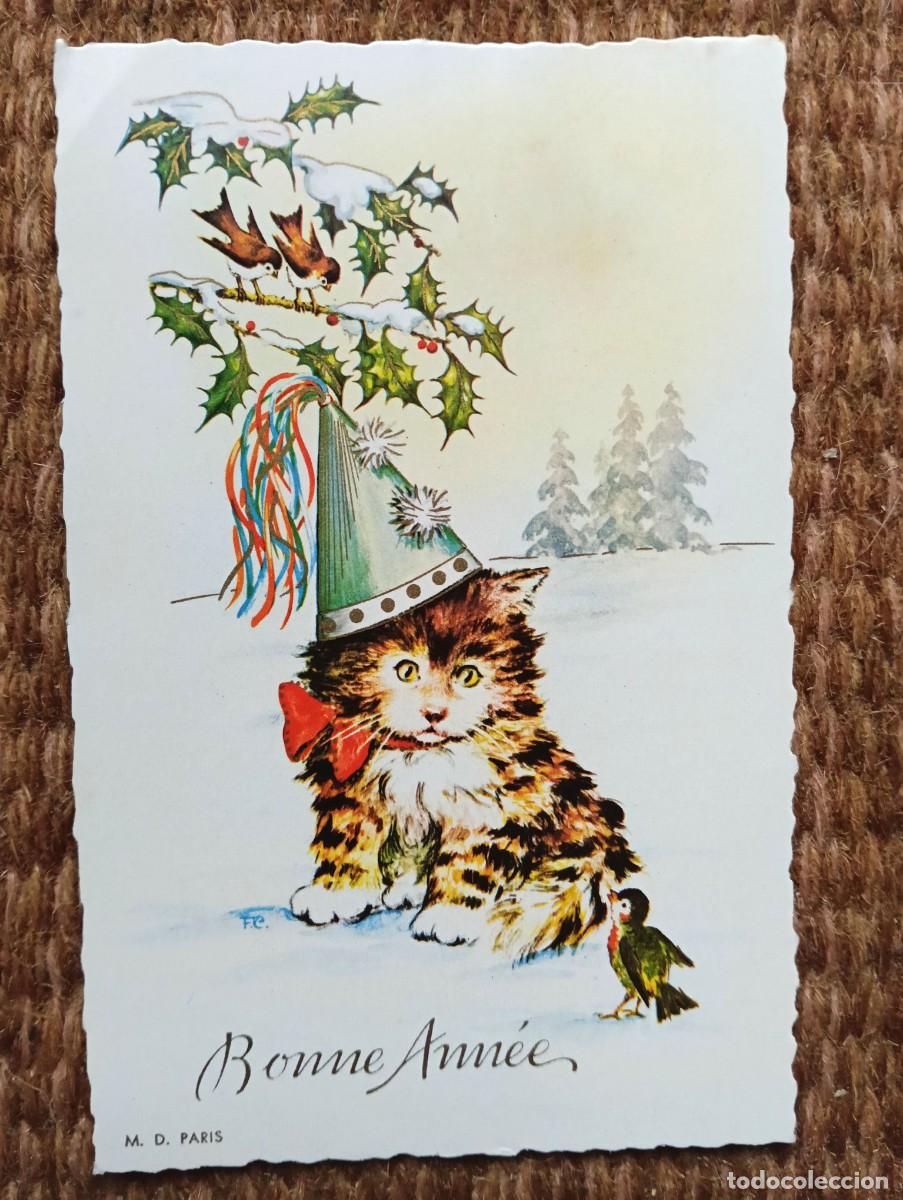 Postales: TARJETA DE NAVIDAD GATITO - Foto 1