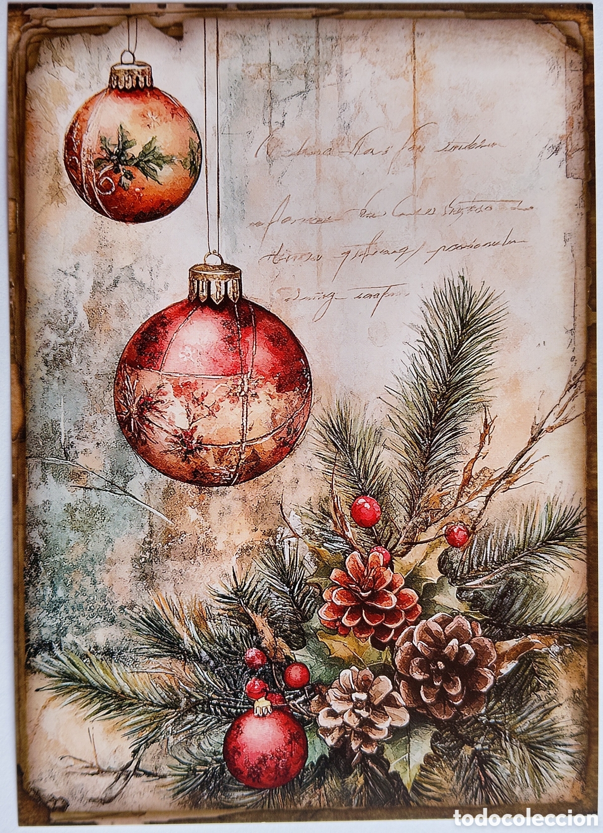 Postales: POSTAL NAVIDAD - BOLAS ADORNOS - ESTILO ANTIGUO - Foto 1