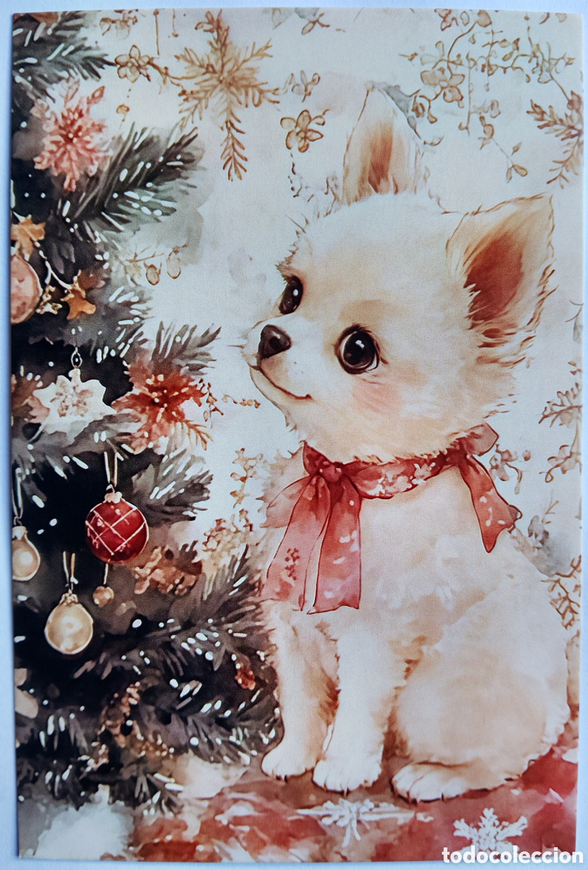 Postales: POSTAL NAVIDAD - PERRITO &Aacute;RBOL - ESTILO ANTIGUO
