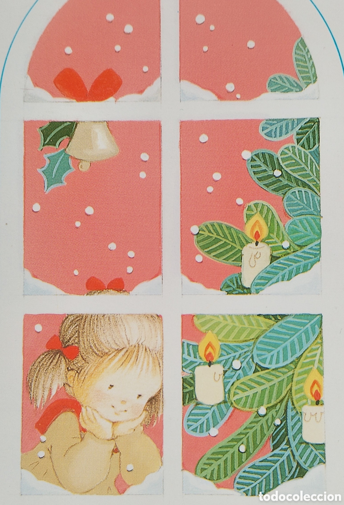 Postales: FELICITACI&Oacute;N NAVIDAD - MAR&Iacute;A - EDICIONES ORTIZ - NI&Ntilde;A VENTANA &Aacute;RBOL