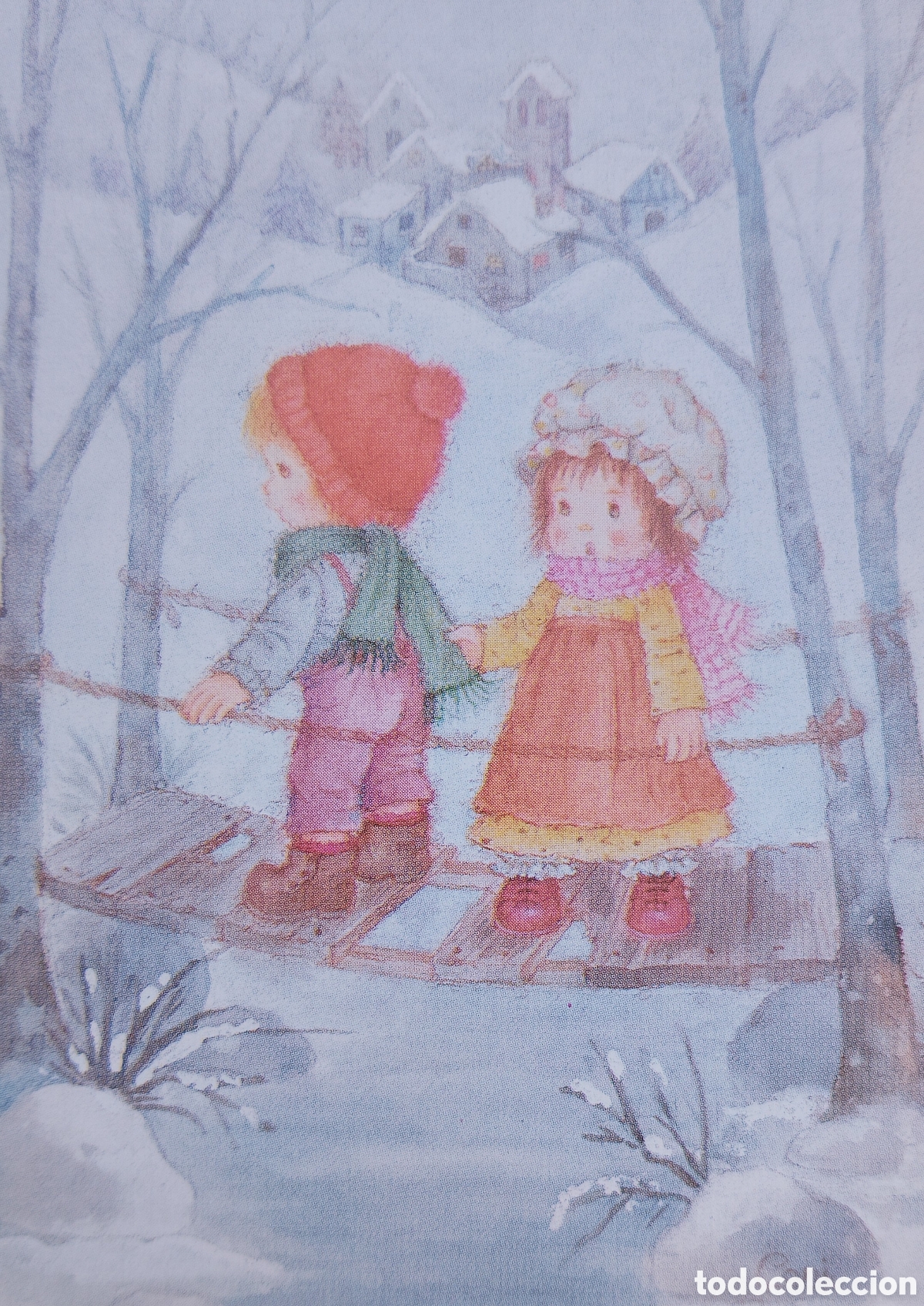 Postales: FELICITACI&Oacute;N NAVIDAD - CONI CONSTANZA - EDICIONES CYZ - NI&Ntilde;OS PUENTE PAISAJE