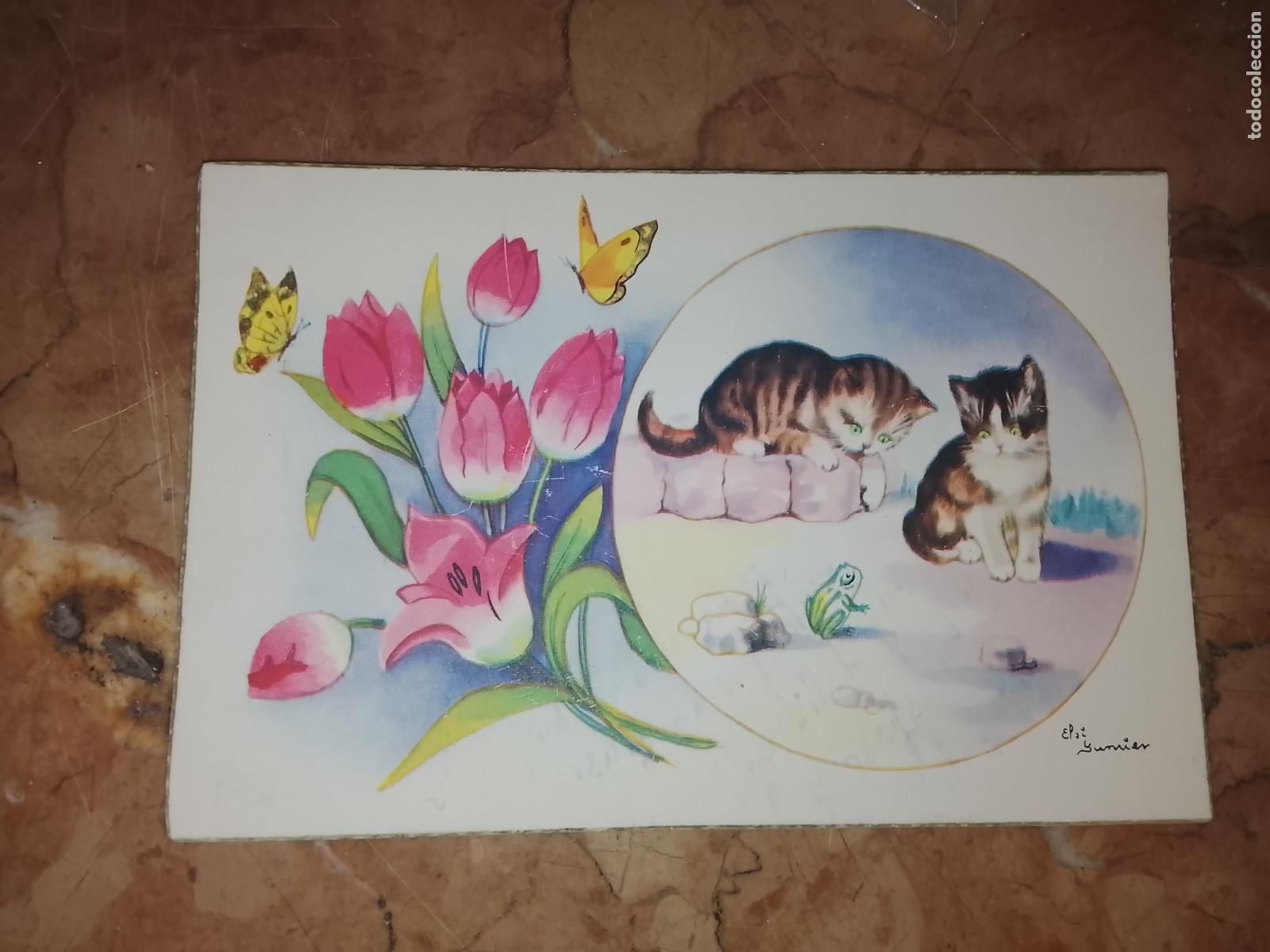 Postales: antigua tarjeta de comunion o felicitacion de navidad . - FELICITACION POSTAL A&Ntilde;OS 50S