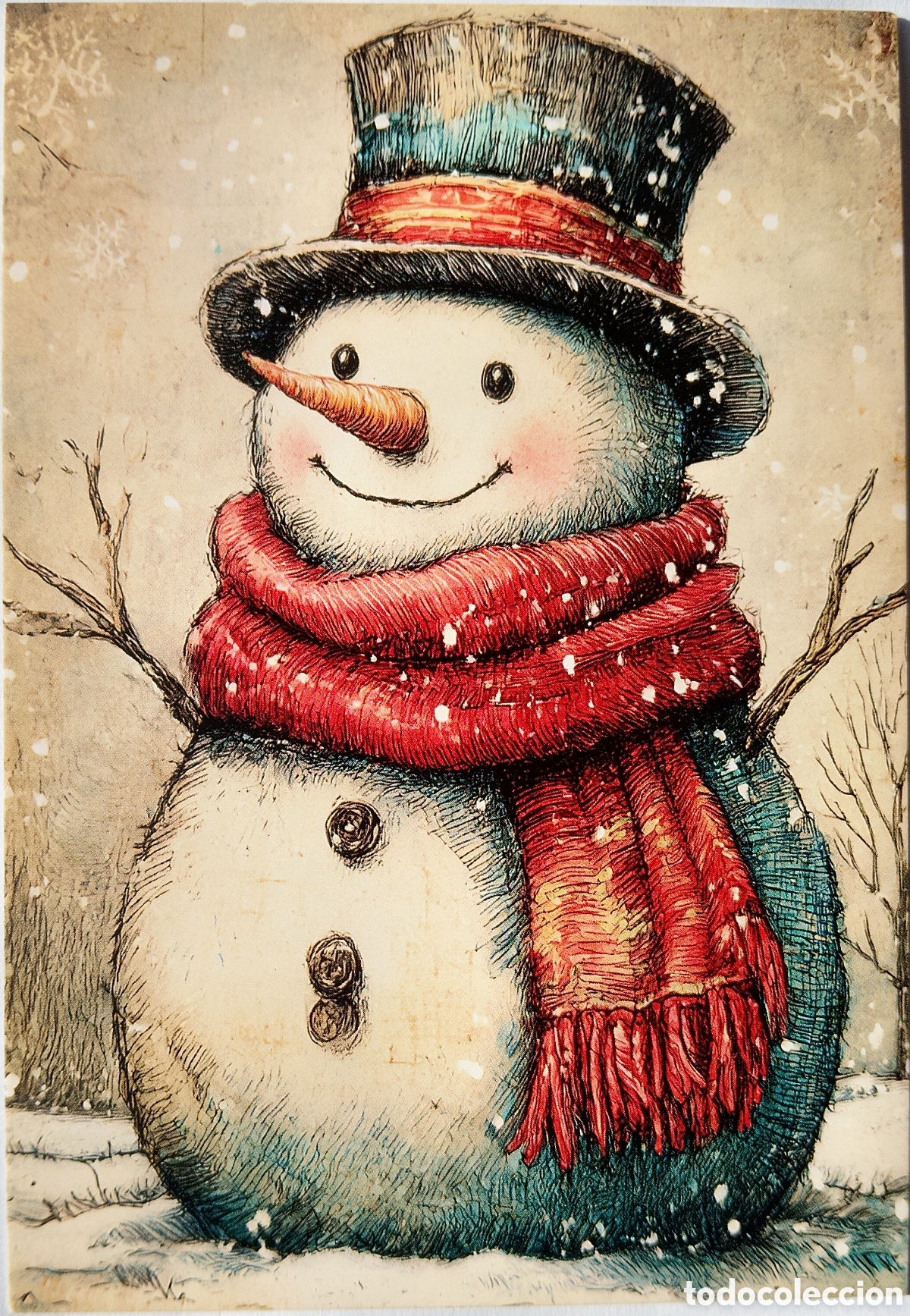 Postales: POSTAL NAVIDAD - MU&Ntilde;ECO DE NIEVE - ESTILO ANTIGUO