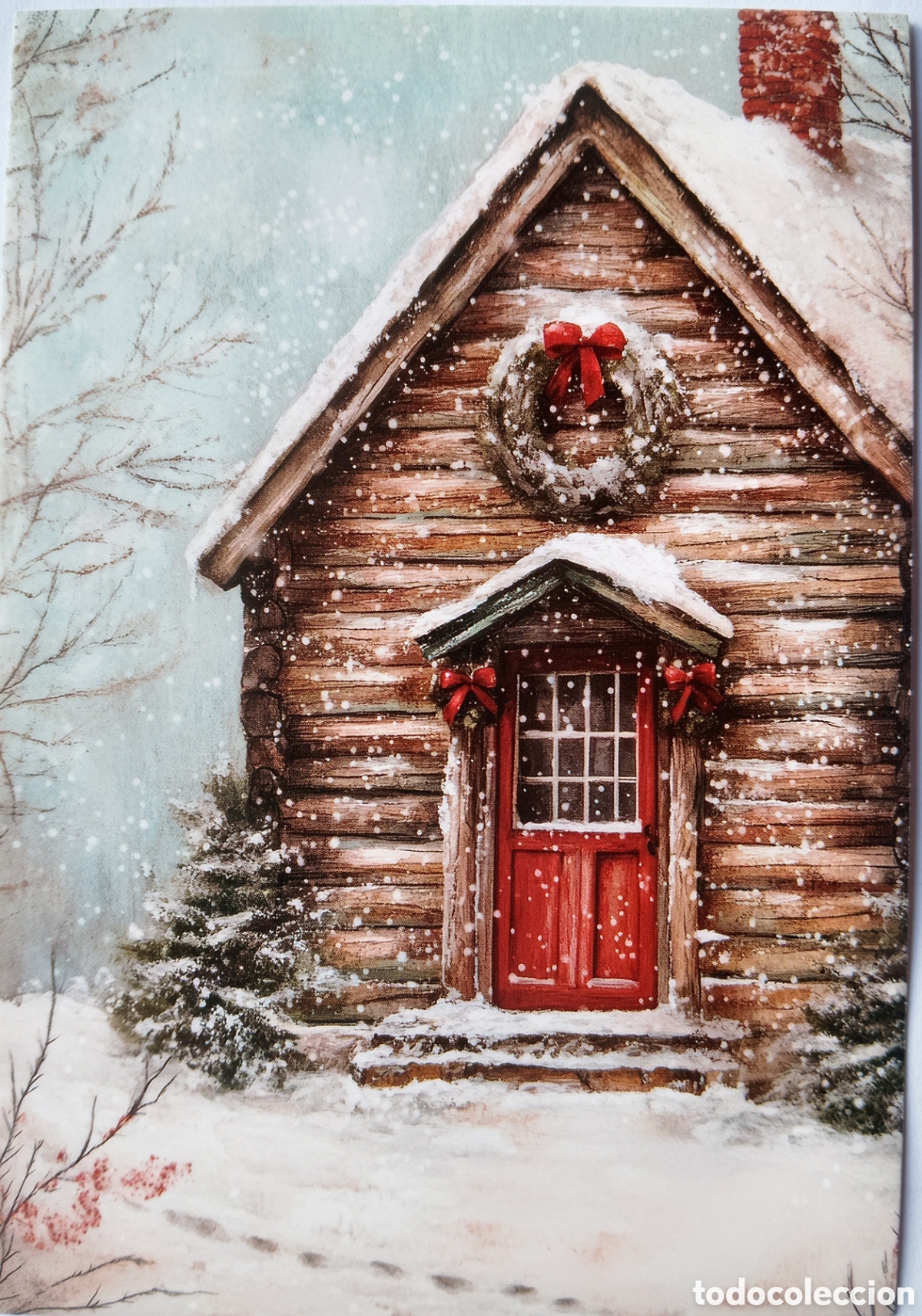 Postales: POSTAL NAVIDAD - CABA&Ntilde;A CASITA PAISAJE NEVADO - ESTILO ANTIGUO