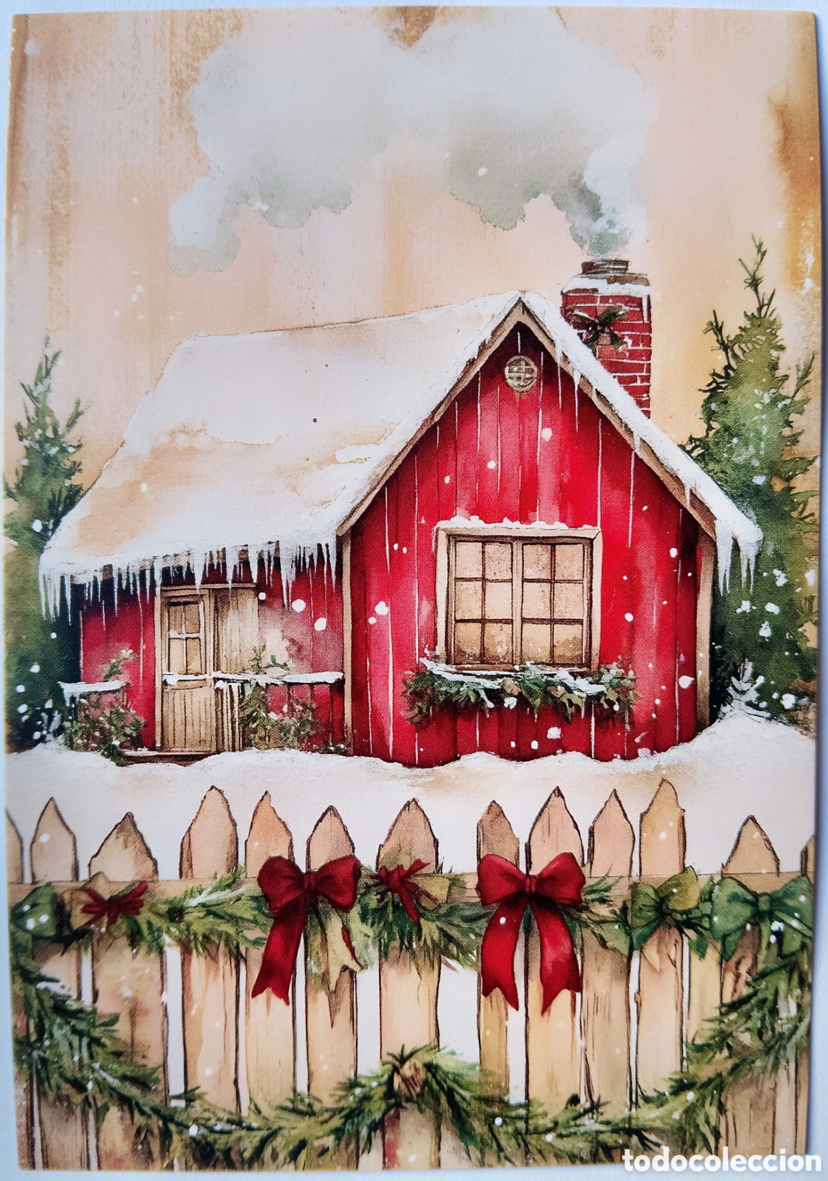 Postales: POSTAL NAVIDAD - CABA&Ntilde;A CASITA PAISAJE NEVADO - ESTILO ANTIGUO