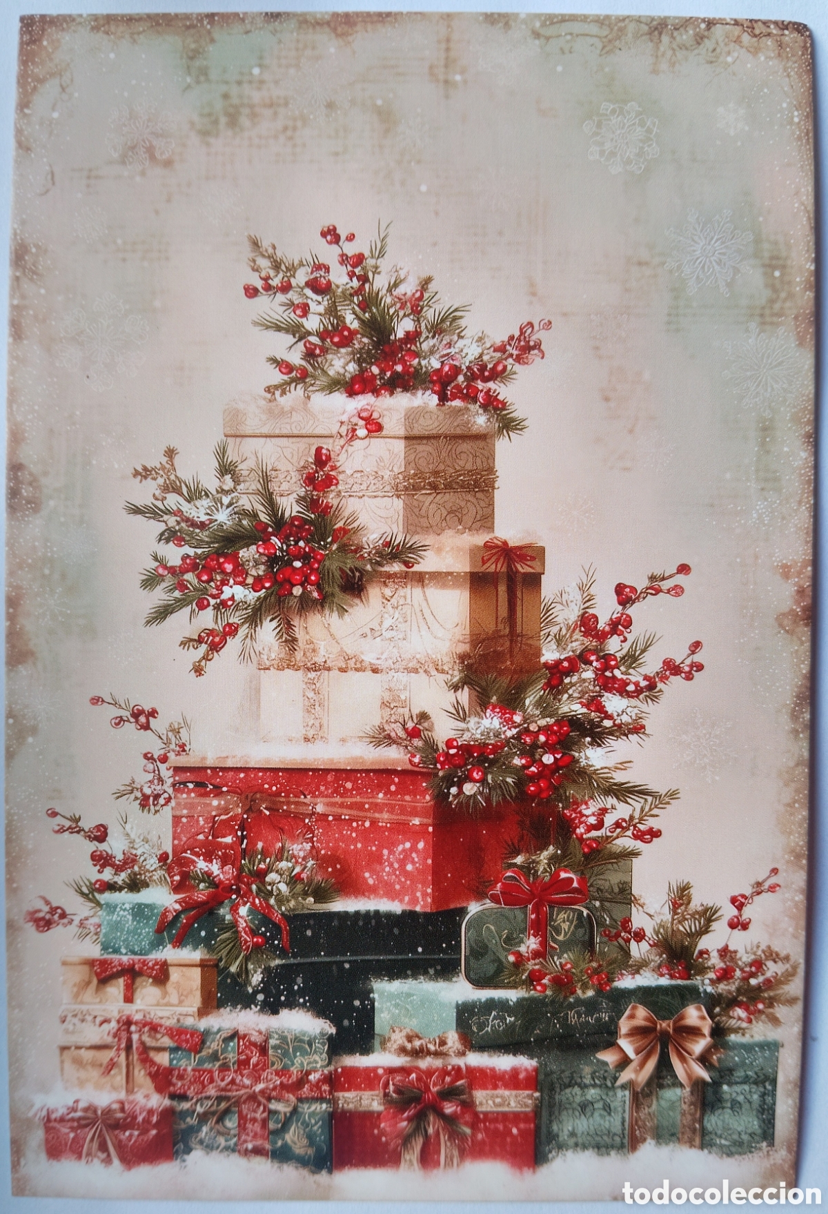 Postales: POSTAL NAVIDAD - PAQUETES REGALOS PAISAJE NEVADO - ESTILO ANTIGUO
