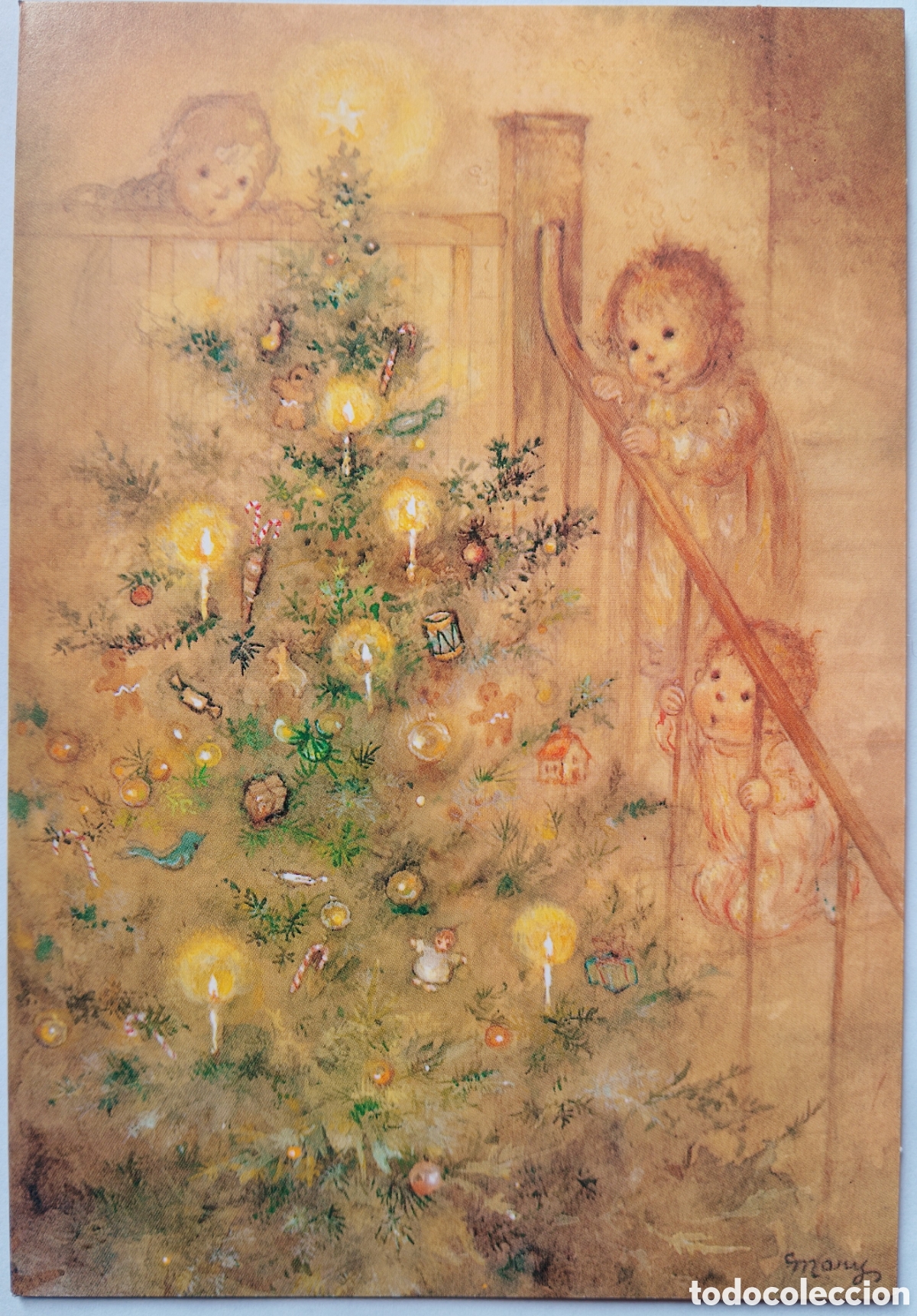 Postales: FELICITACI&Oacute;N NAVIDAD - MARY HAMILTON - EDICIONES HALLMARK - &Aacute;RBOL VELAS NI&Ntilde;OS