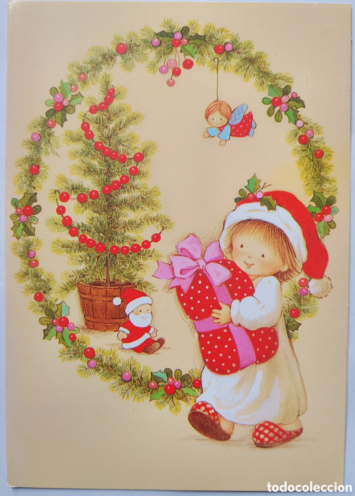 Postales: FELICITACI&Oacute;N NAVIDAD - MAR&Iacute;A - EDICIONES ORTIZ - NI&Ntilde;A &Aacute;RBOL PAP&Aacute; NOEL ANGELITO