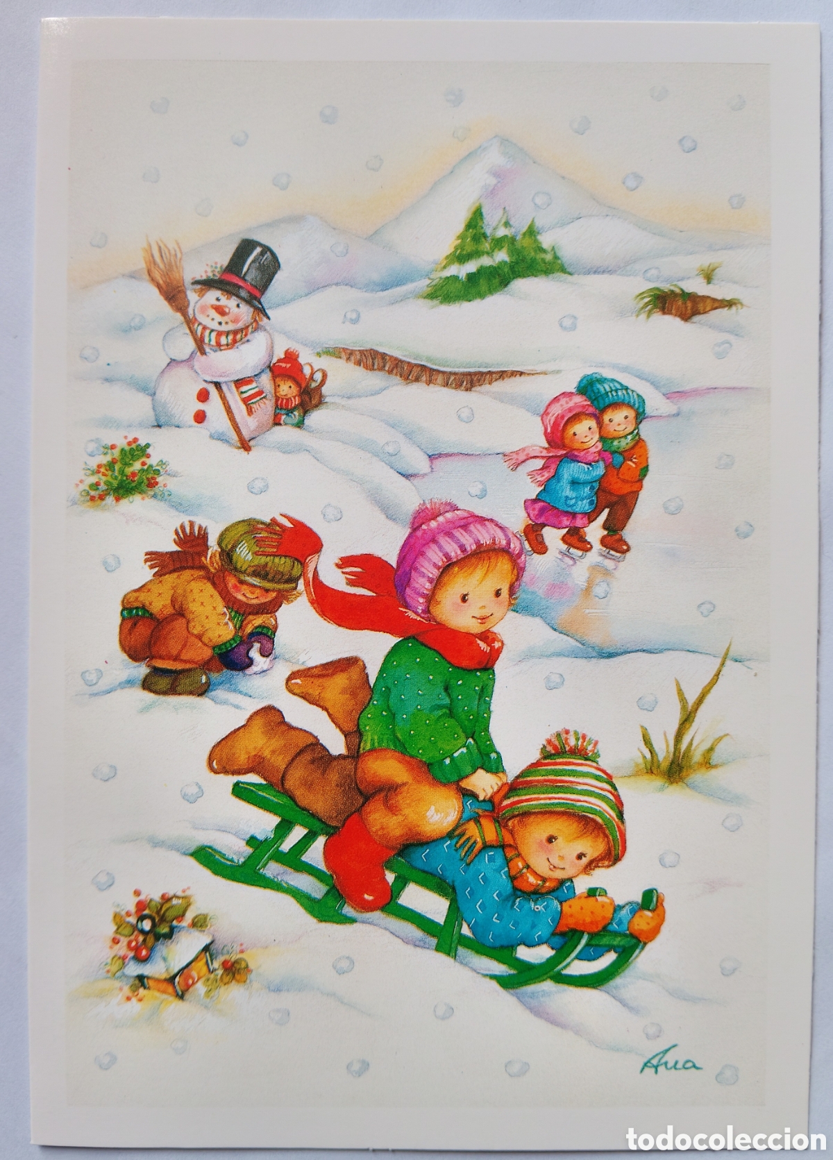 Postales: FELICITACI&Oacute;N NAVIDAD - ANA - EDICIONES ORTIZ - NI&Ntilde;OS MU&Ntilde;ECO DE NIEVE