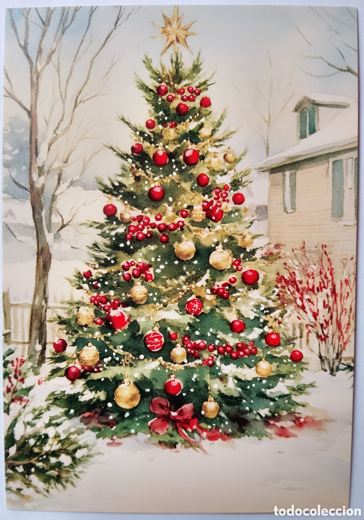 Postales: POSTAL NAVIDAD - &Aacute;RBOL PAISAJE NEVADO - ESTILO ANTIGUO