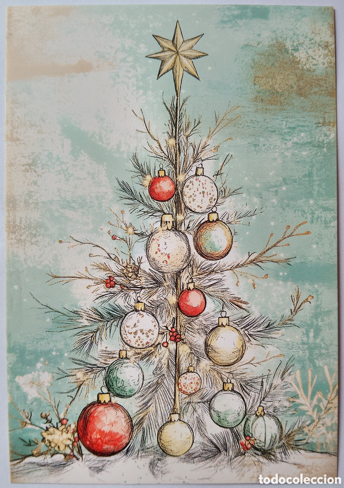 Postales: POSTAL NAVIDAD - &Aacute;RBOL PAISAJE NEVADO - ESTILO ANTIGUO