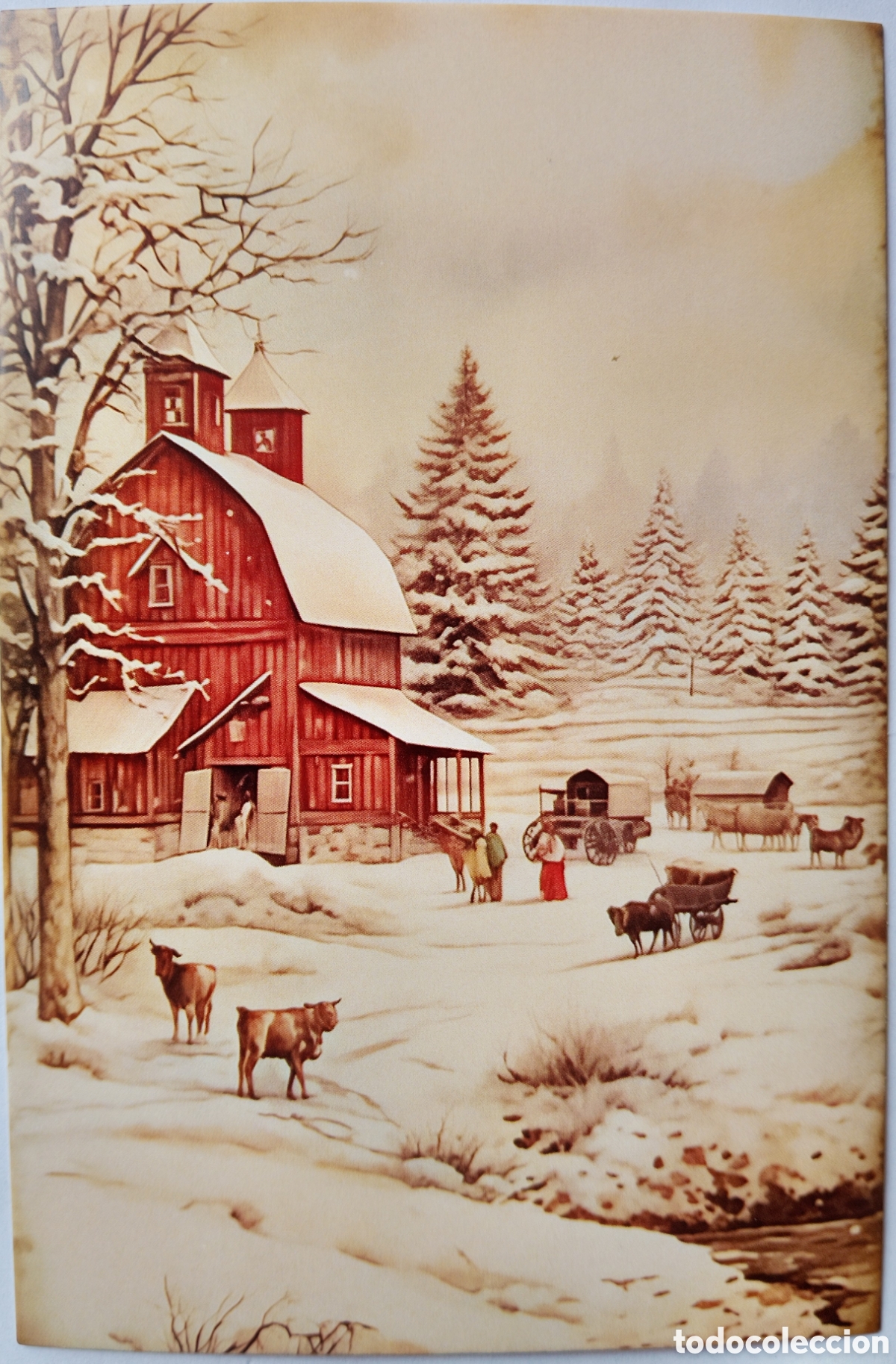 Postales: POSTAL NAVIDAD - GRANJA CASA PAISAJE NEVADO - ESTILO ANTIGUO
