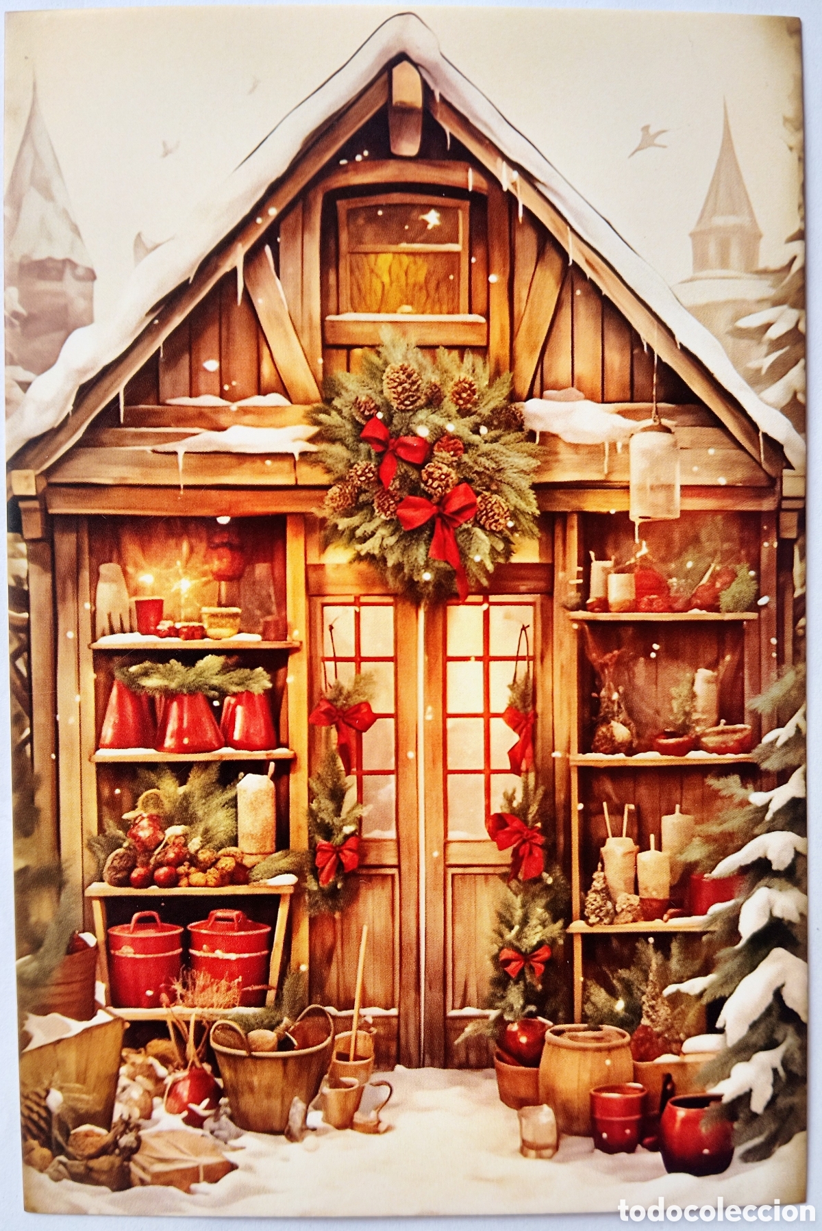 Postales: POSTAL NAVIDAD - CABA&Ntilde;A CUARTO DE APEROS PAISAJE NEVADO - ESTILO ANTIGUO