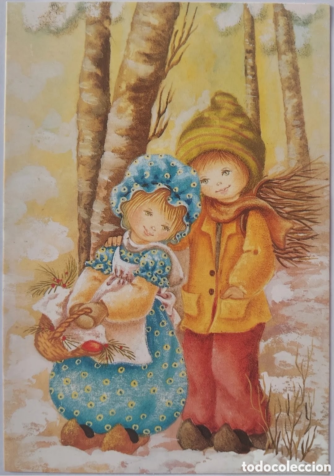 Postales: FELICITACI&Oacute;N NAVIDAD - &iquest;MAY DOLE? - EDICIONES ORTIZ - NI&Ntilde;OS PAISAJE NEVADO