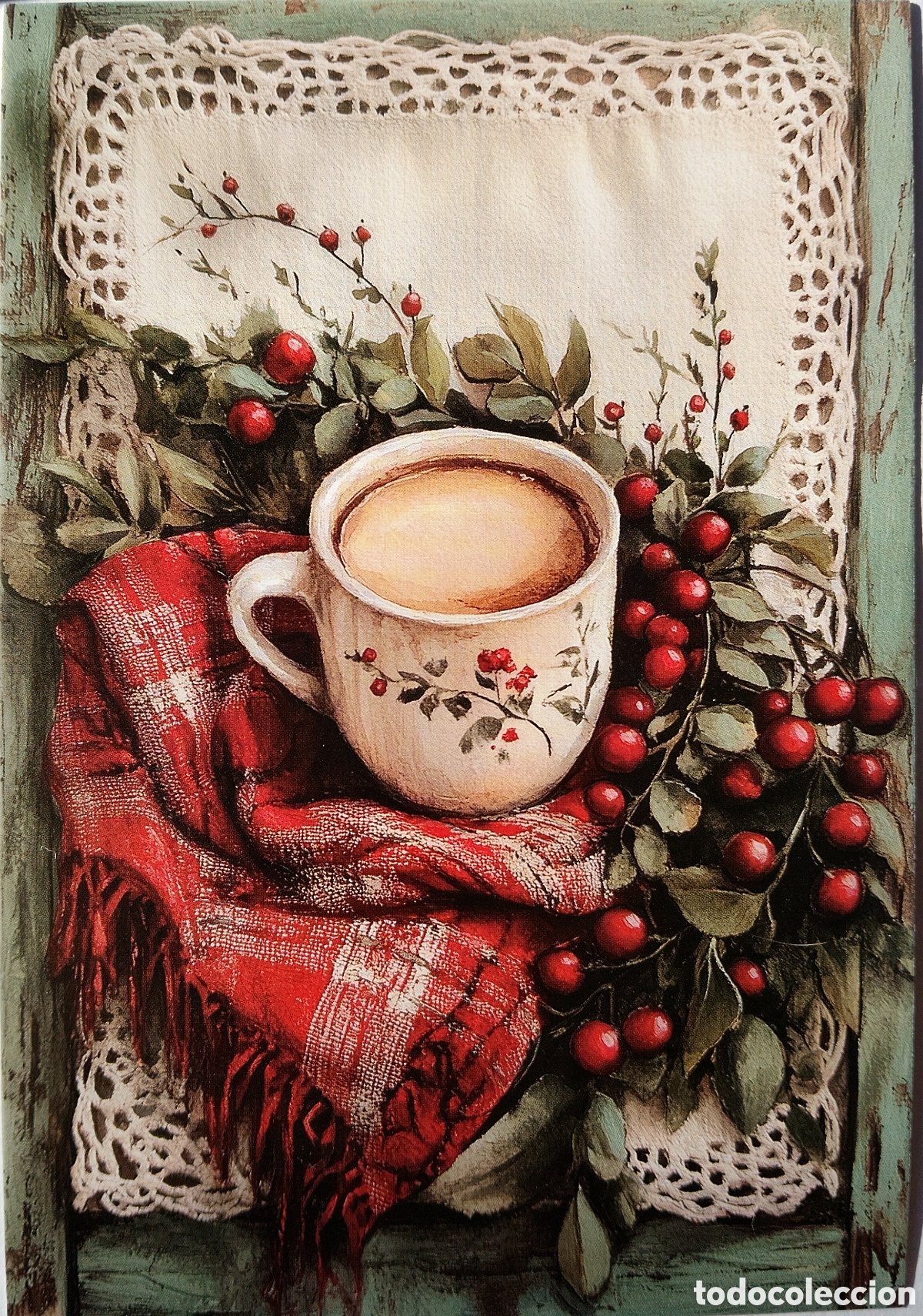 Postales: POSTAL NAVIDAD - DETALLE TAZA CAF&Eacute; - ESTILO ANTIGUO