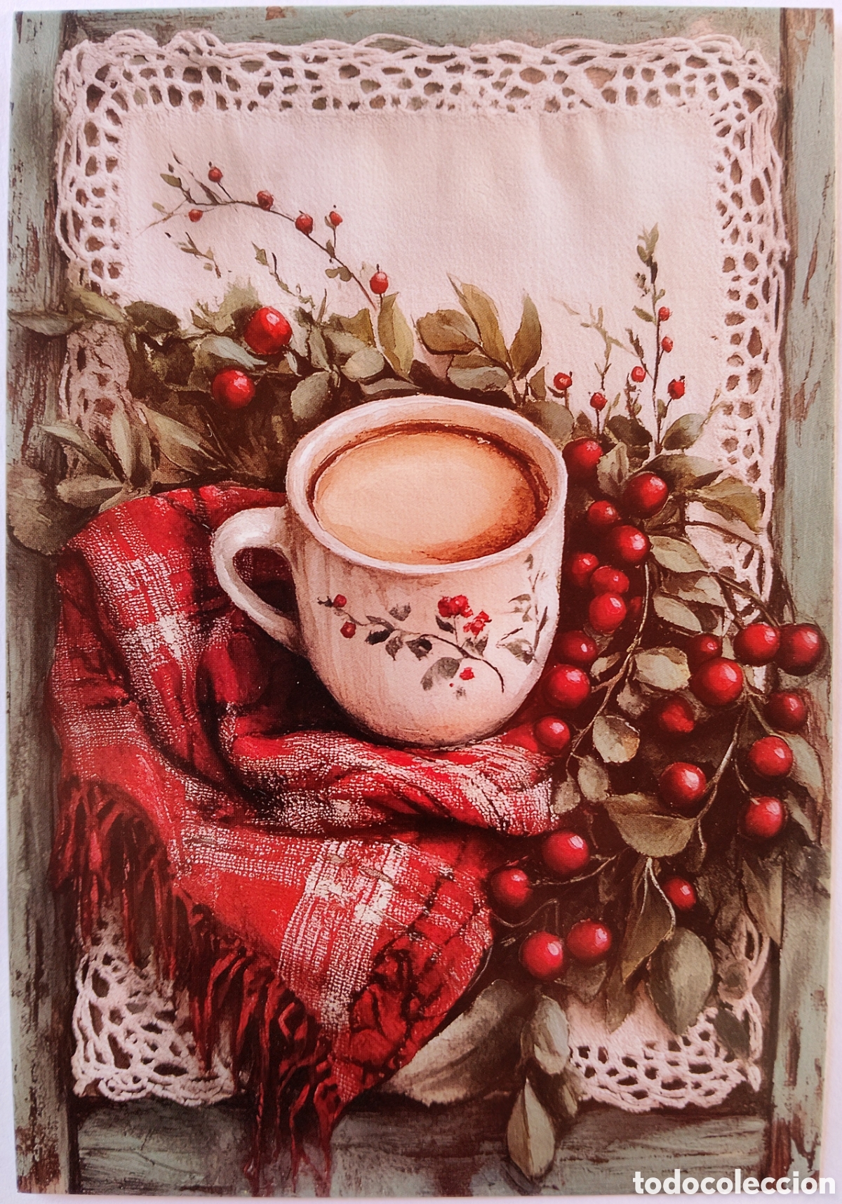 Postales: POSTAL NAVIDAD - DETALLE TAZA CAF&Eacute; - ESTILO ANTIGUO