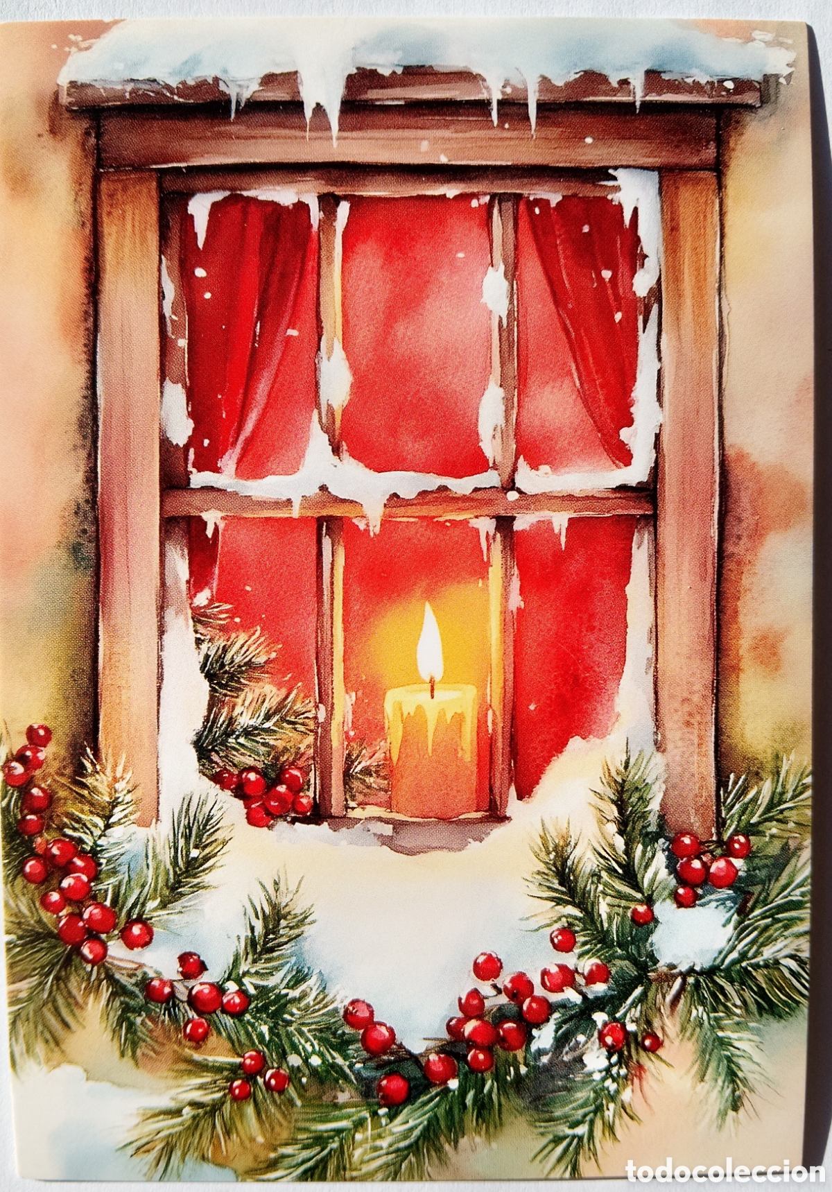 Postales: POSTAL NAVIDAD - CASA VENTANA VELA NIEVE - ESTILO ANTIGUO