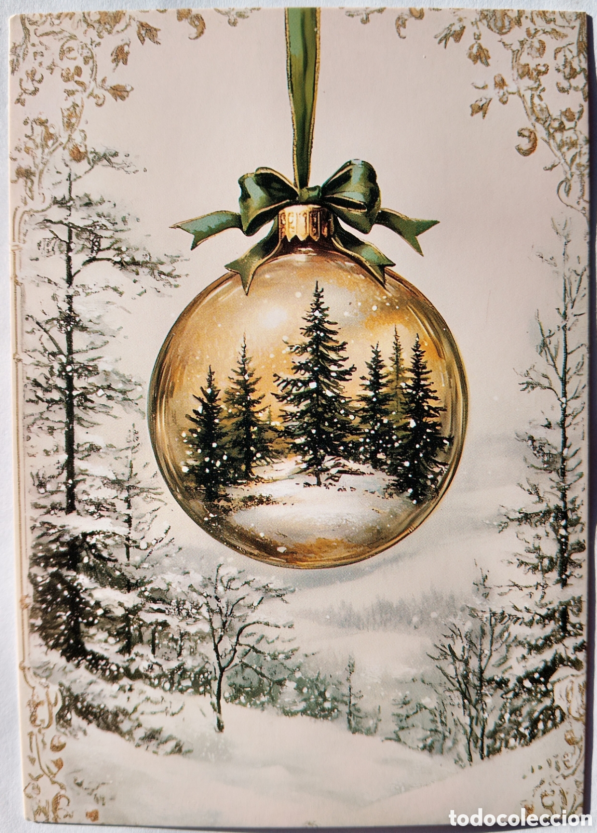 Postales: POSTAL NAVIDAD - DETALLE BOLA ADORNO PAISAJE NEVADO - ESTILO ANTIGUO