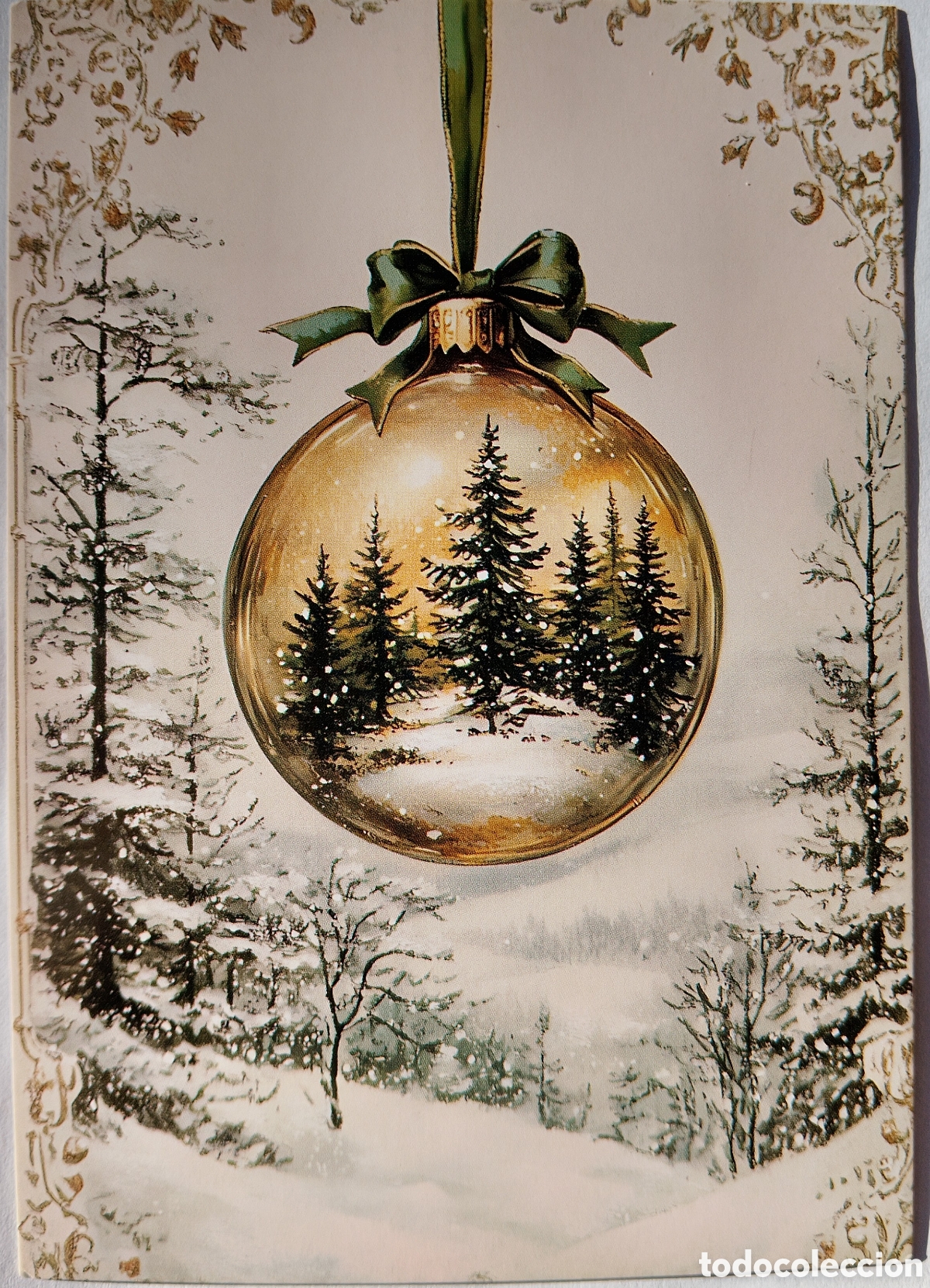 Postales: POSTAL NAVIDAD - DETALLE BOLA ADORNO PAISAJE NEVADO - ESTILO ANTIGUO