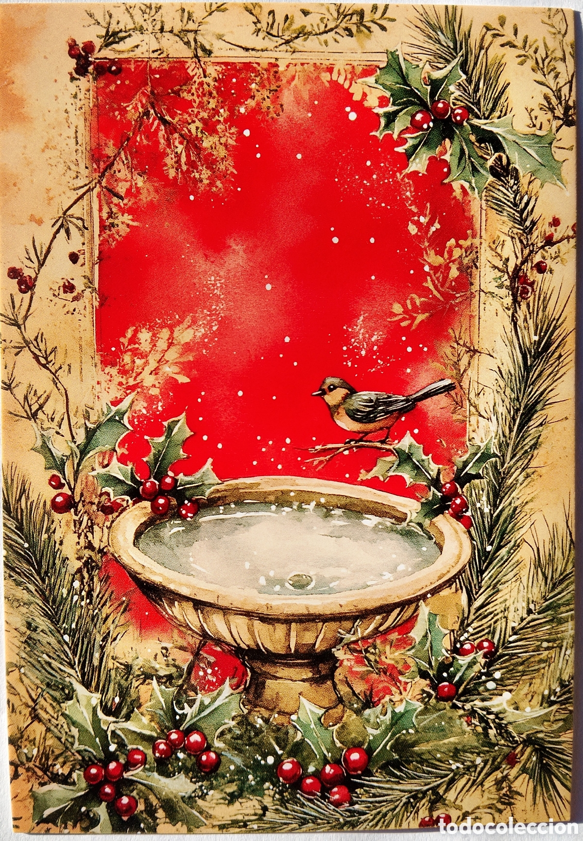Postales: POSTAL NAVIDAD - PAJARITO FUENTE - ESTILO ANTIGUO