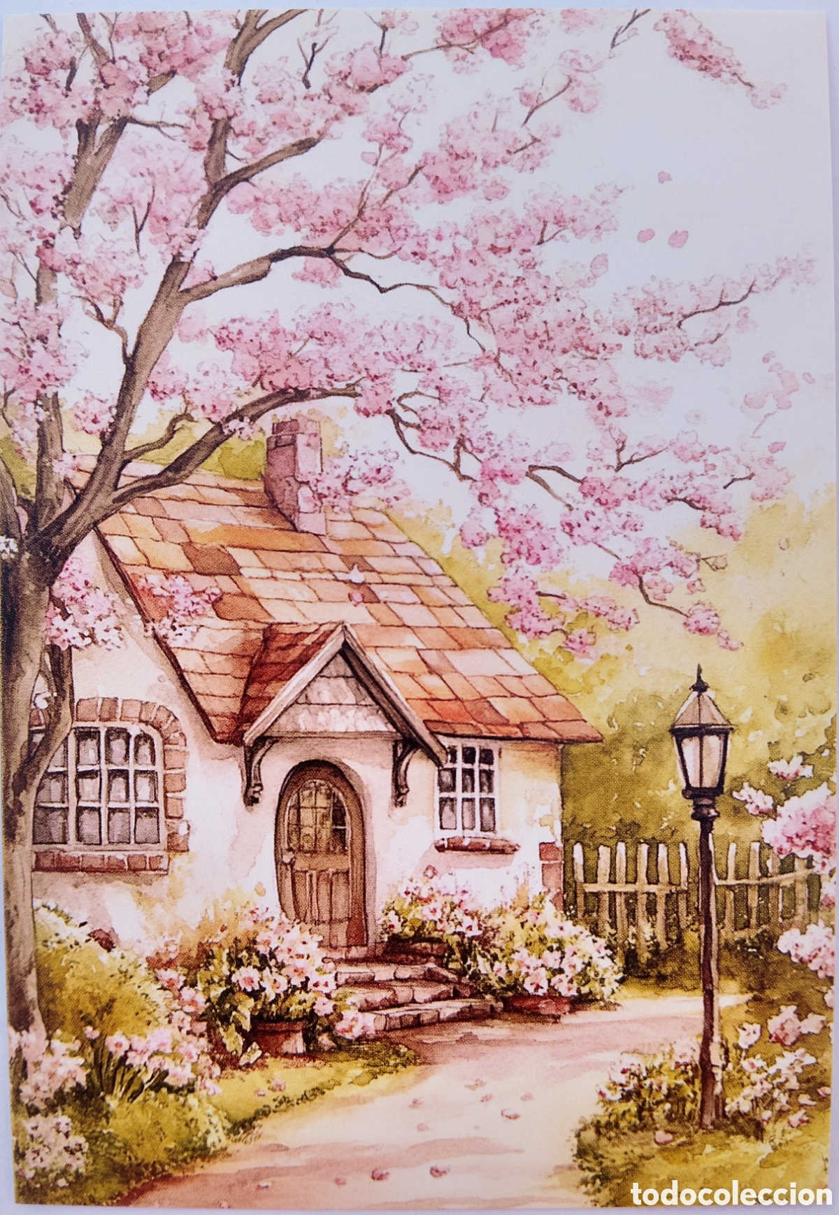 Postales: POSTAL NAVIDAD - CASITA COTTAGE JARD&Iacute;N - ESTILO ANTIGUO