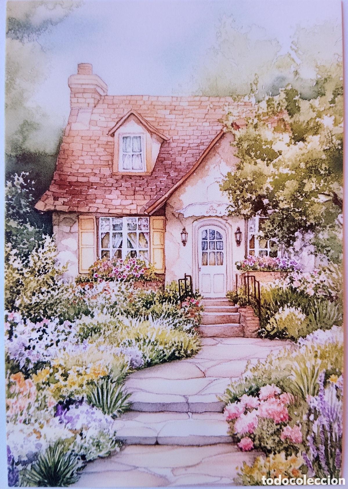 Postales: POSTAL - CASITA COTTAGE JARD&Iacute;N - ESTILO ANTIGUO